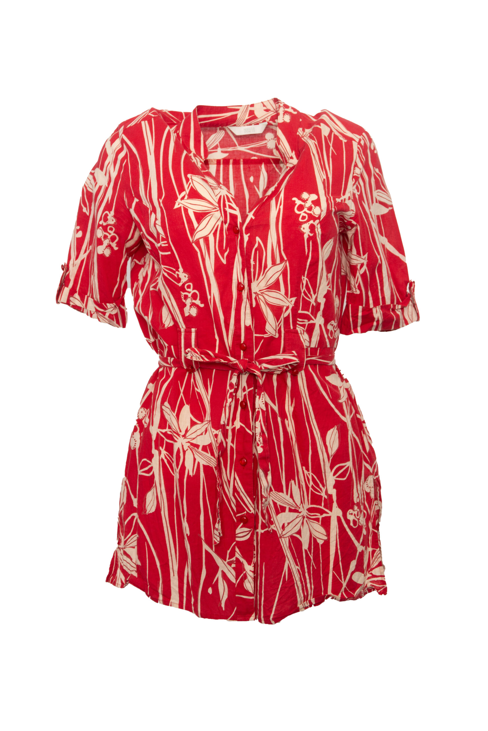 Tunika Marks&Spencer czerwona w kwiaty